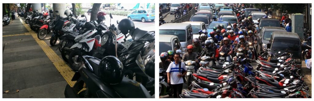 Illegal parking traffic Indonesia